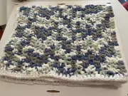Lapghan Chunky Soft Variegated Acrylic Yarn Gift Handcrafted Crochet Blue Grey