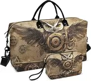 [ZRYSMY] Owl Cyberpunk Fly Duffel Bag for Traveling, Travel Bag Gym Bag, with Multiple Interior Pockets Shoulder Weekender Bag for Women Men with Toiletry Bag 20.5L x 1.9W x 13.8H, Multi-Colored, one