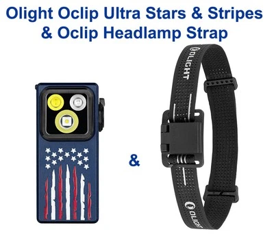 Olight Oclip Ultra Stars & Stripes Clip-On Light w/Oclip Headlamp Strap