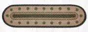 Braided Jute Hand Stenciled Oval Table Runner. Earth Rugs. SHAMROCK. 13" X 48"