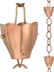 491P-8 Crocus Rain Chain, 8-1/2 Feet Long, Large Cups, 100% Pure Copper