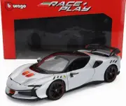 Ferrari SF90XX Stradale 2024 Bianco Artico White Orange in 1:18 scale by Bburago