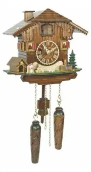 Quartz Cuckoo Clock Black forest house with music TU 455 QM HZZG NEW