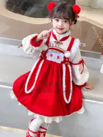 女童拜年服冬季兒童過年喜慶新年衣服小女孩漢服寶寶周歲禮服唐裝【步行者戶外生活館】