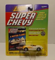Johnny Lightning SUPER CHEVY - White w/ Flames '54 Corvette