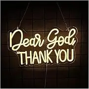 Sign Lamp Dear God Thank You Neon Sign Warm White LED Letter Light USB Powered For Office Room Living Room Classroom Decor 38cmx22.5cm