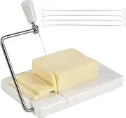 Radicaln Marble Cheese Slicer White 8"x5" Inch Cheese Cutter Handmade Cutting Board with Wire - Multi Purpose Kitchen Gadgets Soft Food Slicer Vegetable Cutter - Comes with 4 Replacement Wires
