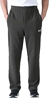 [Zoulee] Men's Elastic Waist Open Bottom Sweatpants with Zip Decorative Pockets