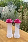 TUPPERWARE MINI HOURGLASS SALT & PEPPER SHAKER SET FUSCHIA PINK CAMPING PICNIC