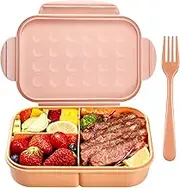Adult Lunch Box - 3 Compartment Bento Box, Microwave Safe & Leakproof (Flatware Included, Orange)