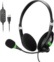 Professional Computer Headphones Head-mounted Earmuff -directional Microphone for Calls