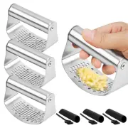 3 Pieces Garlic Press Rocker Set, Stainless Steel Garlic Mincer Garlic Crushe...