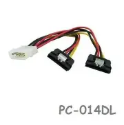 6" 4-Pin Molex Male to Dual SATA 15-Pin Power w/Latch