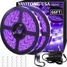 66FT/20M LED Black Light Strip Kit, 1200 Leds, 12V Flexible Blacklights Fixtures