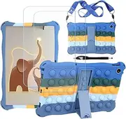 Cover for TCL Tab 8 WiFi + 2 HD Tempered Glass, Silicone Shell Bumper Protective Back Case - Scratch Screen Protector (8,0"), Lanyard + Touchscreen Pen, Blue3