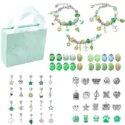 Catzon 63 Pcs Charm Bracelet Making Kit with Delicate Gift Box for Girls-Green