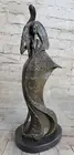 Art Nouveau Deco Fashionista Bronze Sculpture Statue Abstract Figure on Marble