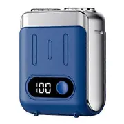 Men Electric Shaver IPX7 Waterproof Mini Pocket Size Shaver USB Rechargeable Cordless Rotary blue