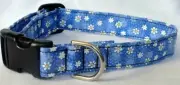 Dog Collar Blue Daisy Daisies Adjustable Pet/Cat CUTE! CUSTOM MADE TO ORDER