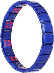 Ipetboom 1Pc Magnetic Therapy Bracelet for Men Durable Stainless Steel Wristband with Blue Black and Red Dots Stylish Health Bracelet for Adults present for Friends and Family