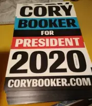 Cory Booker 2020 Presidental Candidate Official Campaign Placard New Jersey