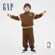 【GAP】男幼童裝 Logo印花圓領長袖長褲家居套裝-摩卡棕(857727)