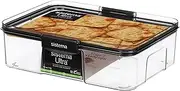 [Sistema] Ultra 1.73L Rectangle Food Storage Container | Stackable | Airtight Pantry Storage Container with Locking Clips | BPA & Phalate Free | Clear with Black Accents