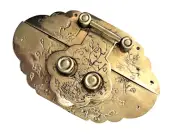 VTG Chinese Polished Brass Etched Hasp Lock Latch