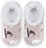 [Caihoyu] House Slippers for Kids Girls Boys Fuzzy Fleece Non-Slip Lightweight House Slipper Socks Bedroom Home Office Travel Yoga