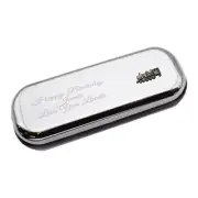 Pewter Train Design with Engraved Message Chromed Glasses Case Box