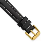 14mm 6.75" Black Oil Tanned Leather Gold-tone Buckle Watch Band
