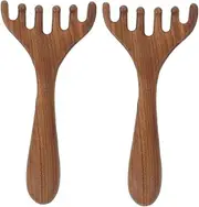 Healvian 2pcs Wooden Massage Tool for Scalp and Eye Acupoint Relief Portable Wooden Comb for Scalp Massage and Relaxation Versatile Handheld Massager for Hair and Face