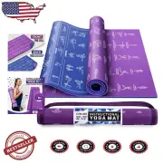 Instructional Yoga Mat with 75 Poses - Non-Slip & Extra-Thick 1/4" for Comfort