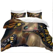 Girl Nymph with Monarchs Butterflies Quilt Cover
