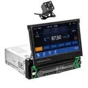 Single DIN Car Stereo Radio Player BT For Carplay Mirror Link USB W/Free Camera