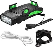 Phone Holder Bike Lights, Night Riding Safety Light with Sound, Powerful Bicycles Headlight Alarm Bells Handlebar Lighting for Enthusiasts and Beginners