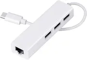 KICHOUSE Type C Ethernet LAN Adapter with USB Ports Hub for Plus Note Stable Network Efficient OTG Support for Gamepad Mouse Keyboard USB Devices