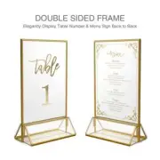 NIUBEE 6 Pack 4 x 6 Gold Table Number Holder Clear Frames Sign Holder, Acrylic