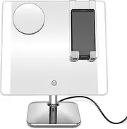 Conair Lighted Makeup Mirror, LED Vanity Mirror, 1X/10X Magnifying Mirror with Phone Holder, Corded in Polished Chrome
