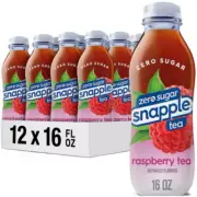Snapple Zero Sugar Raspberry Tea, 16 Fl Oz Plastic Bottles , Pack of 12