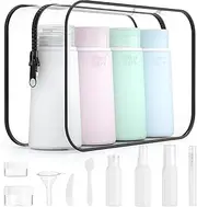 Valourgo 15 Pack Travel Bottles Set, TSA Approved Leak Proof Silicone Travel Containers jar for Toiletries, Shampoo, Lotion Body Washt,Perfume spray bottle，Travel Essentials toiletry Bottles
