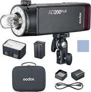 Godox AD200Pro II Flash Light 200W 2.4G Pocket Wireless Speedlite TTL Auto-flash 1/8000s HSS 0.01-1.8s Recycle Time with Bi-color Modeling Light (Upgraded Godox AD200 Pro)