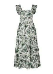 Lug Von Siga Sybill Floral-print Linen Midi Dress - Green - 10 10