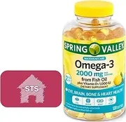 Spring Valley Omega-3 from Fish Oil 2000 mg, Maximum Care, 120 Count + STS Fridge Magnet.