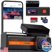 Dash Cam Front and Rear, 4k+1080P Dual Dash Camera for Cars, 1.5” WiFi Mini D