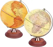 Exerz Illuminated World Globe 20cm Antique Globe Wooden Stand - 2 in 1 Light up LED Lamp