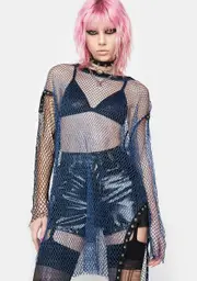 [Punk Rave] Daily Punk Perspective Network Fishnet Top