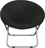 Stretchable Corn Fiber Jacquard Fabric Slipcover for Saucer Chair, Dia: 30.7", Removable & Stretch-Up Moon Dish Round Circle Cushion - Ideal Replacement for Fluffy, Collapsible Chairs (1PC, Black)