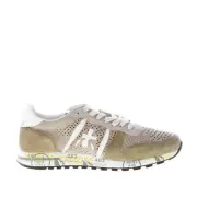 PREMIATA men shoes Eric 5840 taupè and green perforated suede sneaker