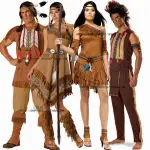 新款萬聖節服裝 COS表演衣服成人男女土著原始人印第安豹紋野人服